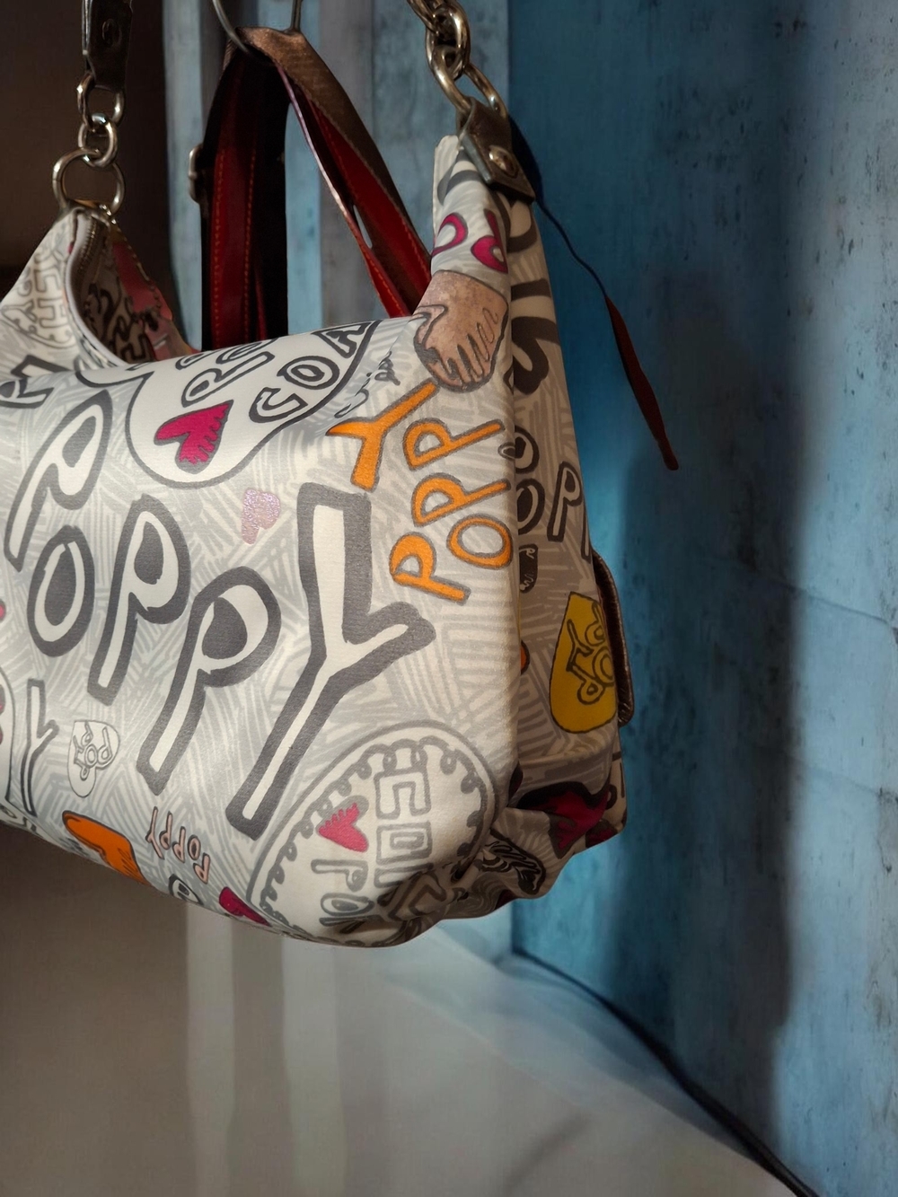 Coach Poppy White Multi-Color Heart Print Hobo Shoulder Bag - Picture 5 of 6